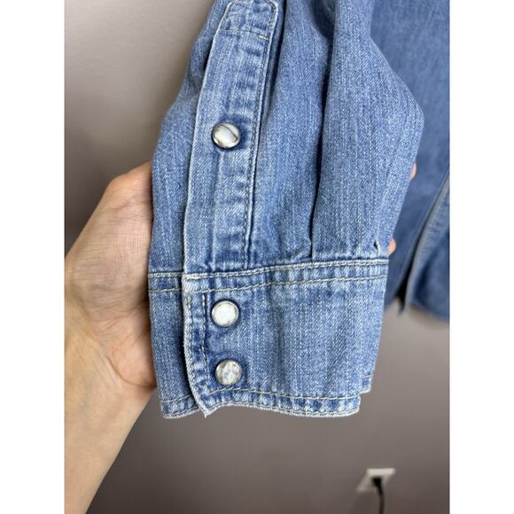 Vintage Wrangler Denim Pearl Snap Button Up Shirt Size XXL Western Cowboy - Picture 6 of 14